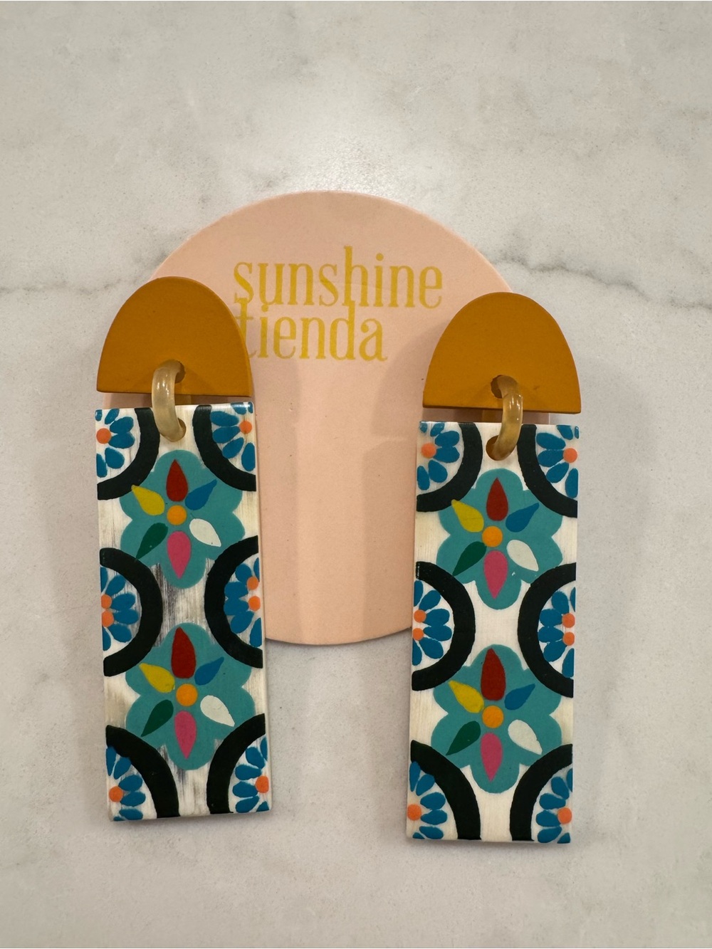 Sunshine Tienda Mustard & Multicolor Floral Drop Earrings